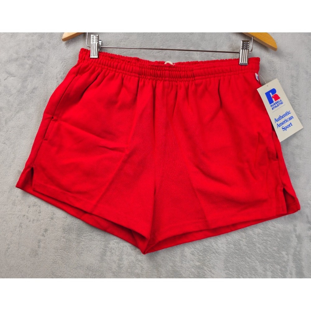 Vintage LL Bean Russell Athletic Shorts Womens Large Red Cotton Gym USA Made 90s